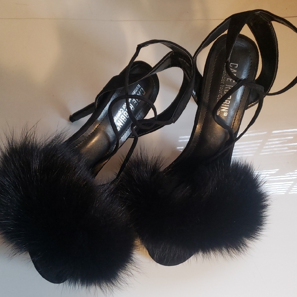 Cape Robbin Black Plush Heels